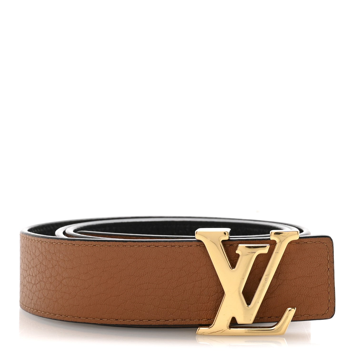 Louis Vuitton Taurillon Calfskin 30mm LV Initiales Reversible Belt 85 34 Black