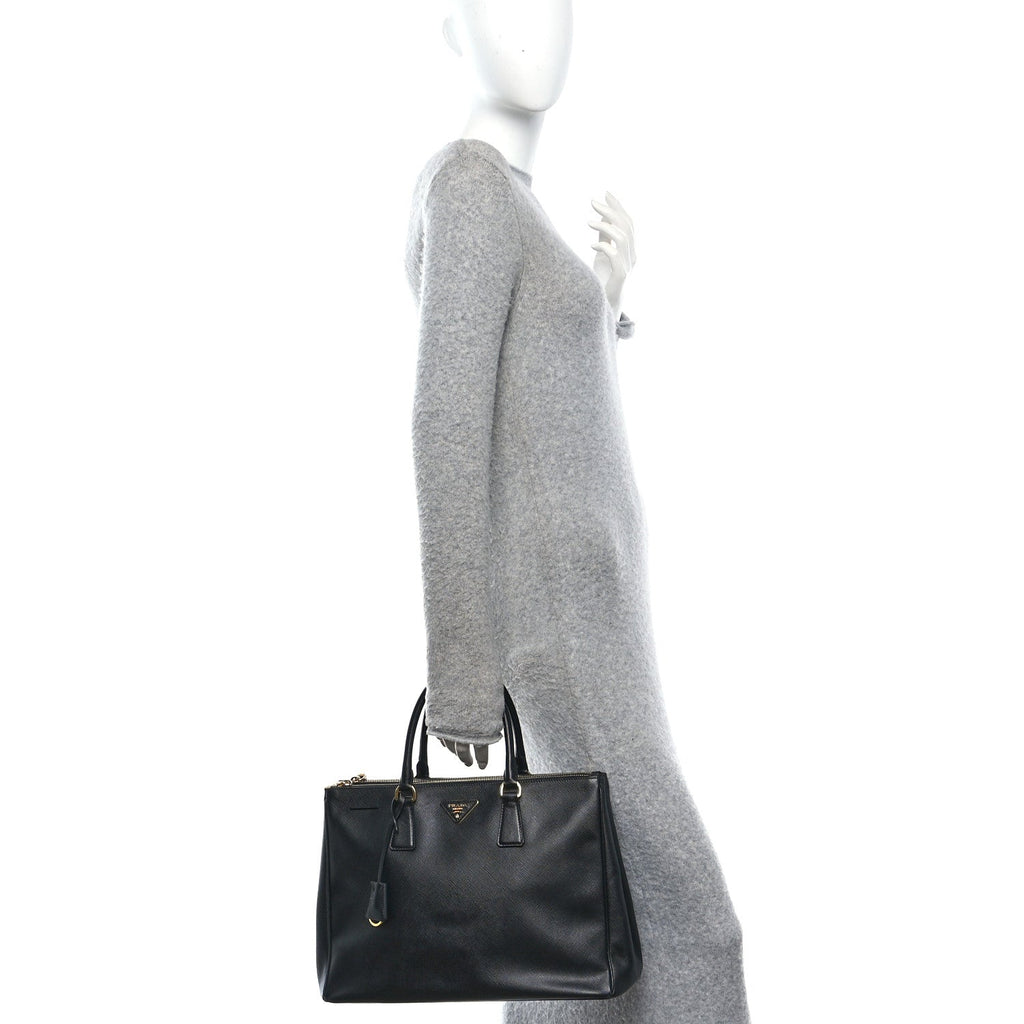 Prada Saffiano Large Galleria Double Zip Tote Black