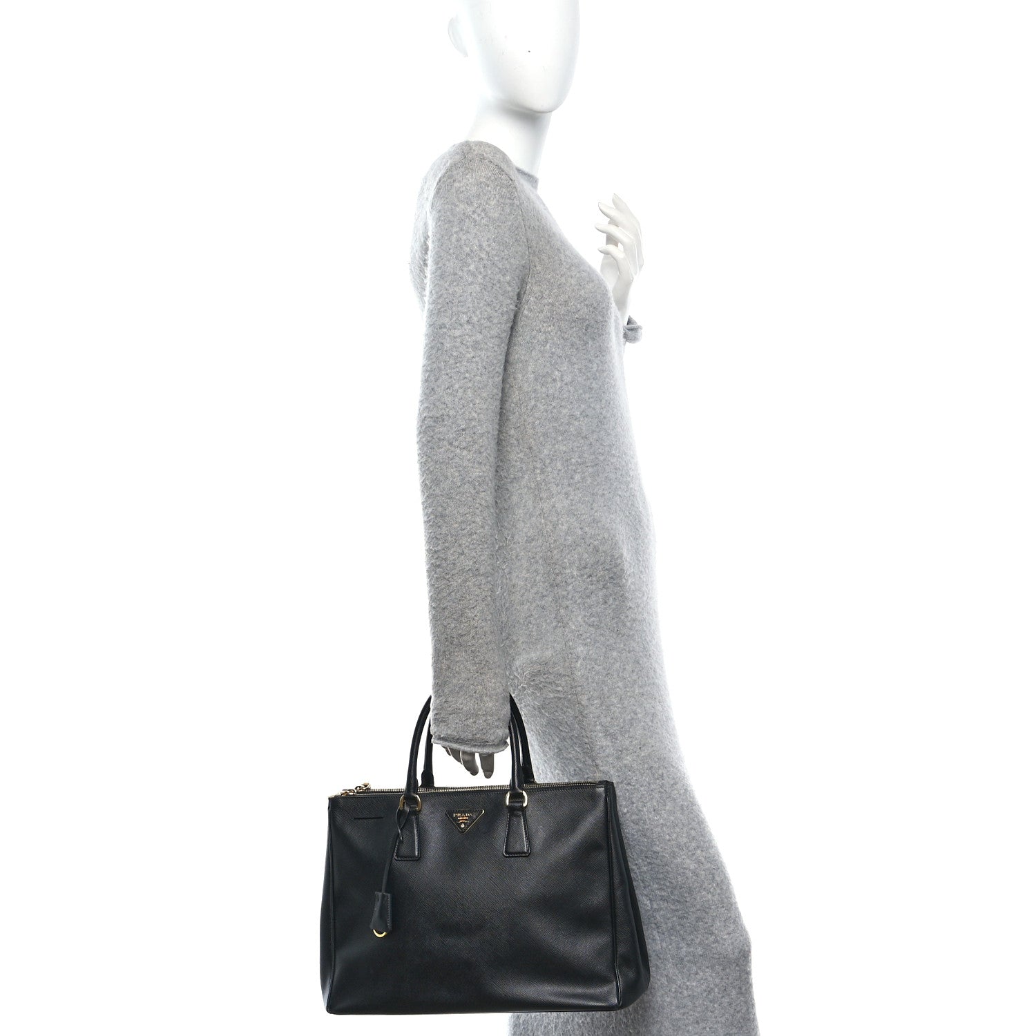 Prada Saffiano Large Galleria Double Zip Tote Black