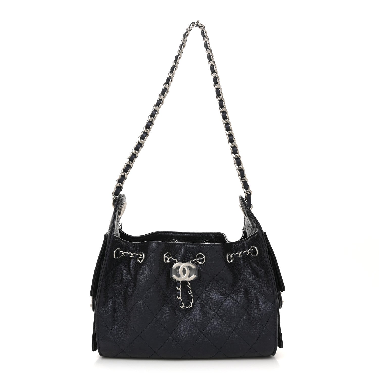 Chanel Metallic Caviar Quilted Mini Chanel 25 Handbag Dark Blue