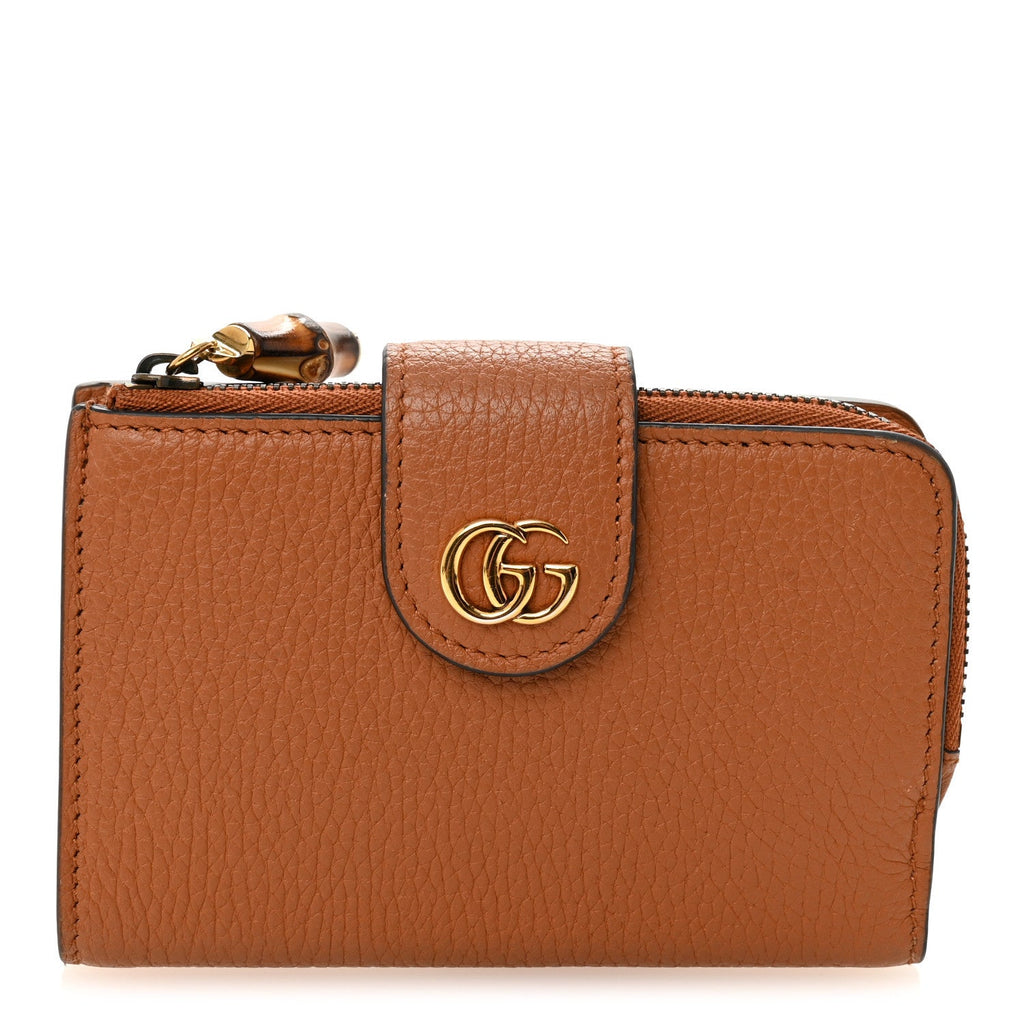 Gucci Piuma Calfskin Medium Bamboo Double G Wallet Cuir