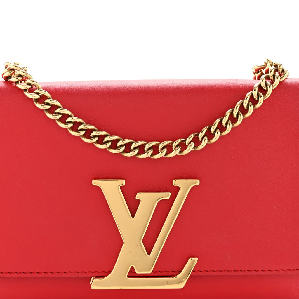 Louis Vuitton Calfskin Chain Louise MM Red