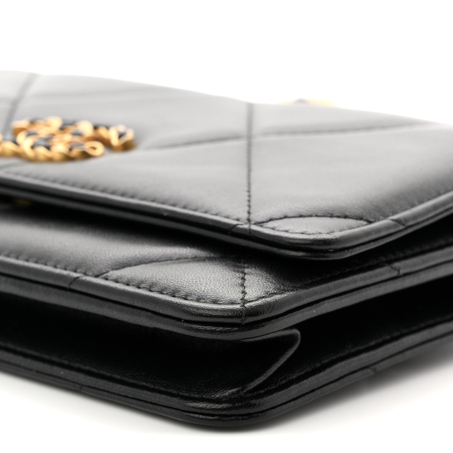 Chanel Lambskin Quilted Chanel 19 Wallet On Chain WOC Black