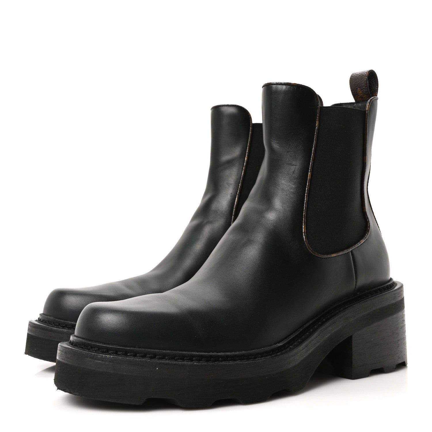 Louis Vuitton Calfskin Monogram Beaubourg Ankle Boots 39.5 Black