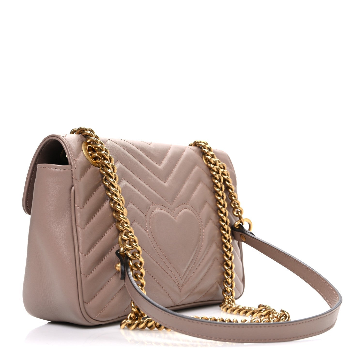 Gucci Calfskin Matelasse Small GG Marmont Shoulder Bag Porcelain Rose