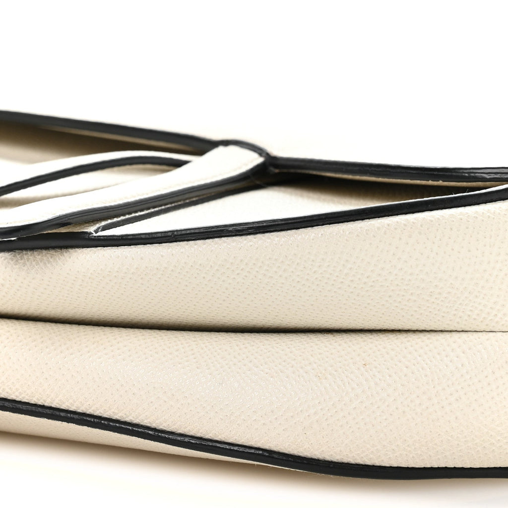 Christian Dior Grained Calfskin Saddle Bag White
