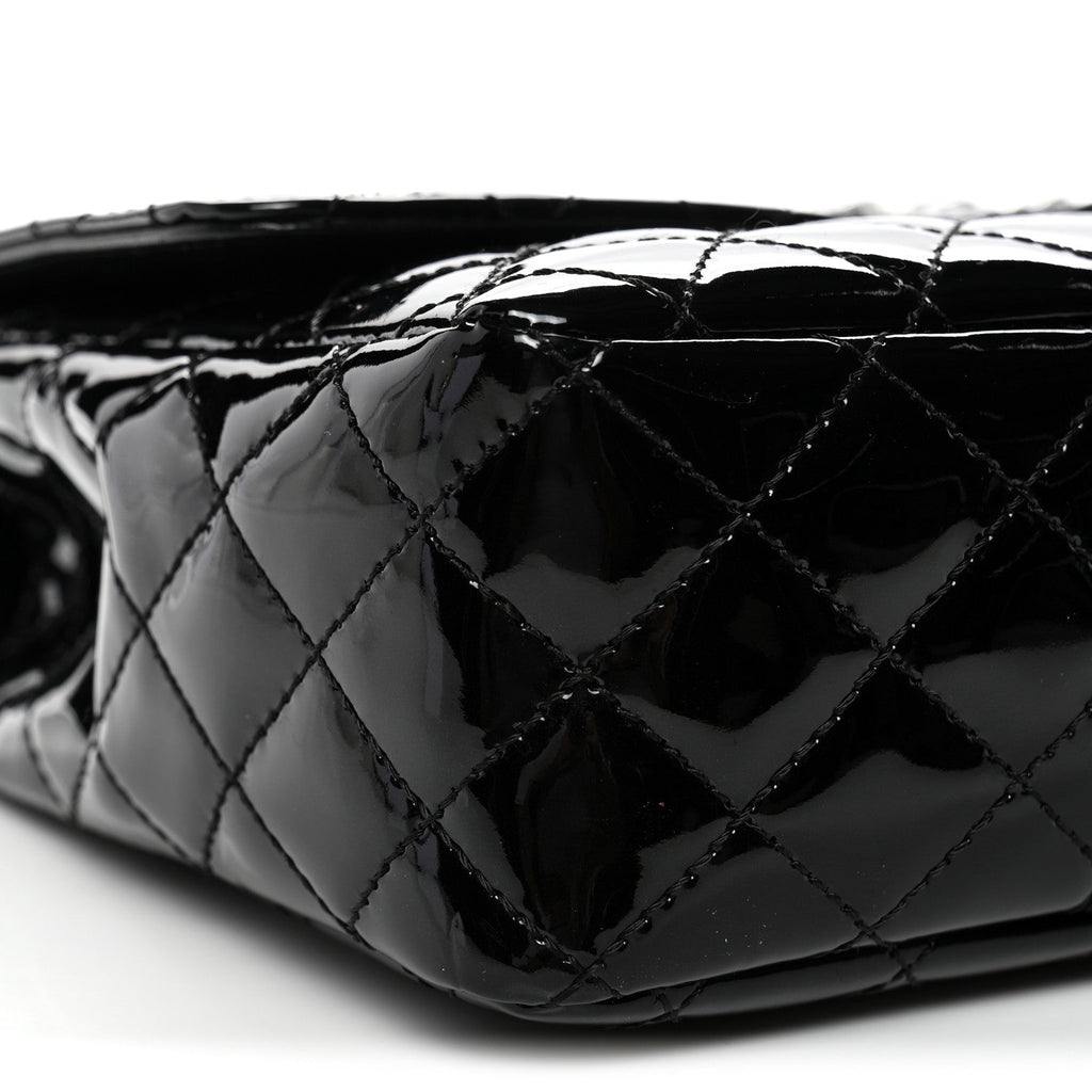 Chanel Patent Quilted Secret Label Medium Flap Black