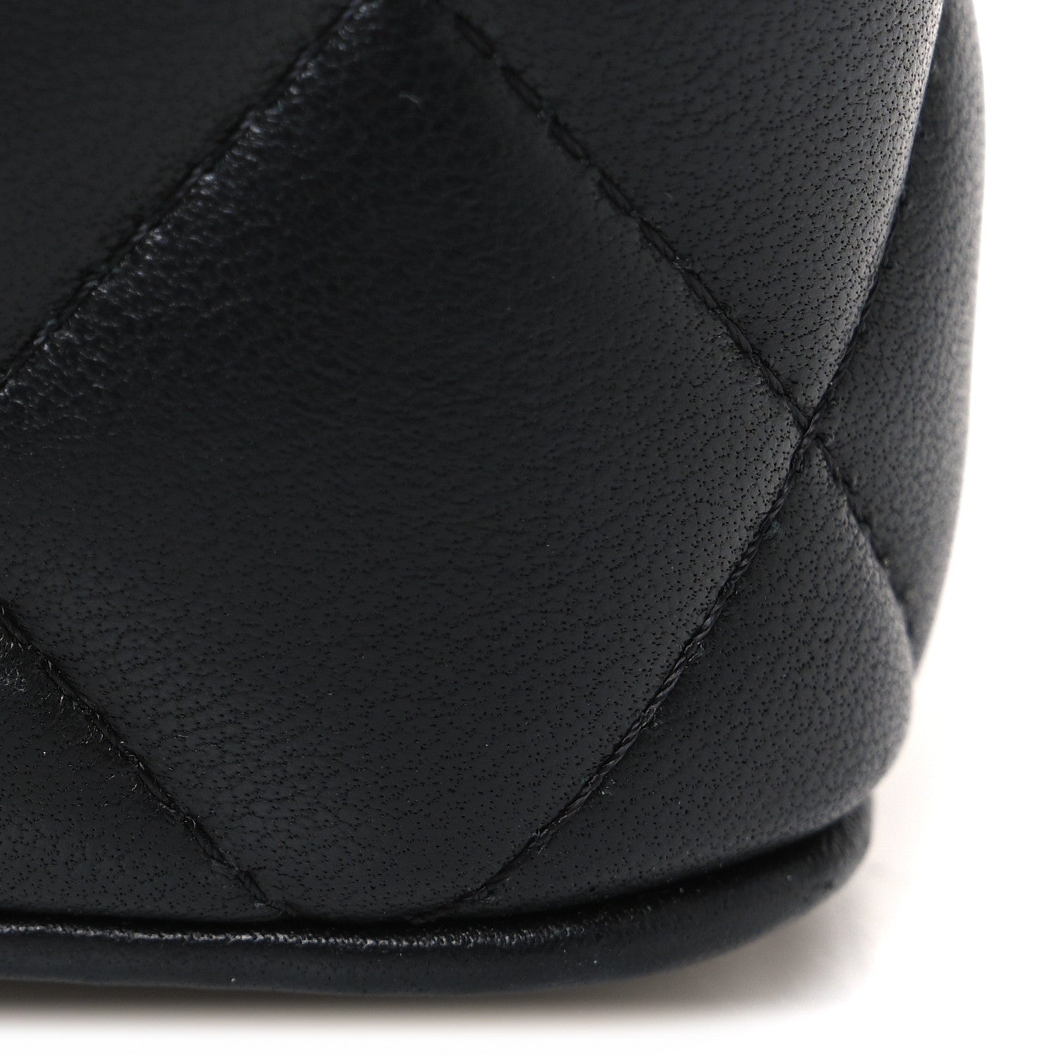 Chanel Lambskin Quilted Metal Mini Top Handle Vanity Case With Chain Black