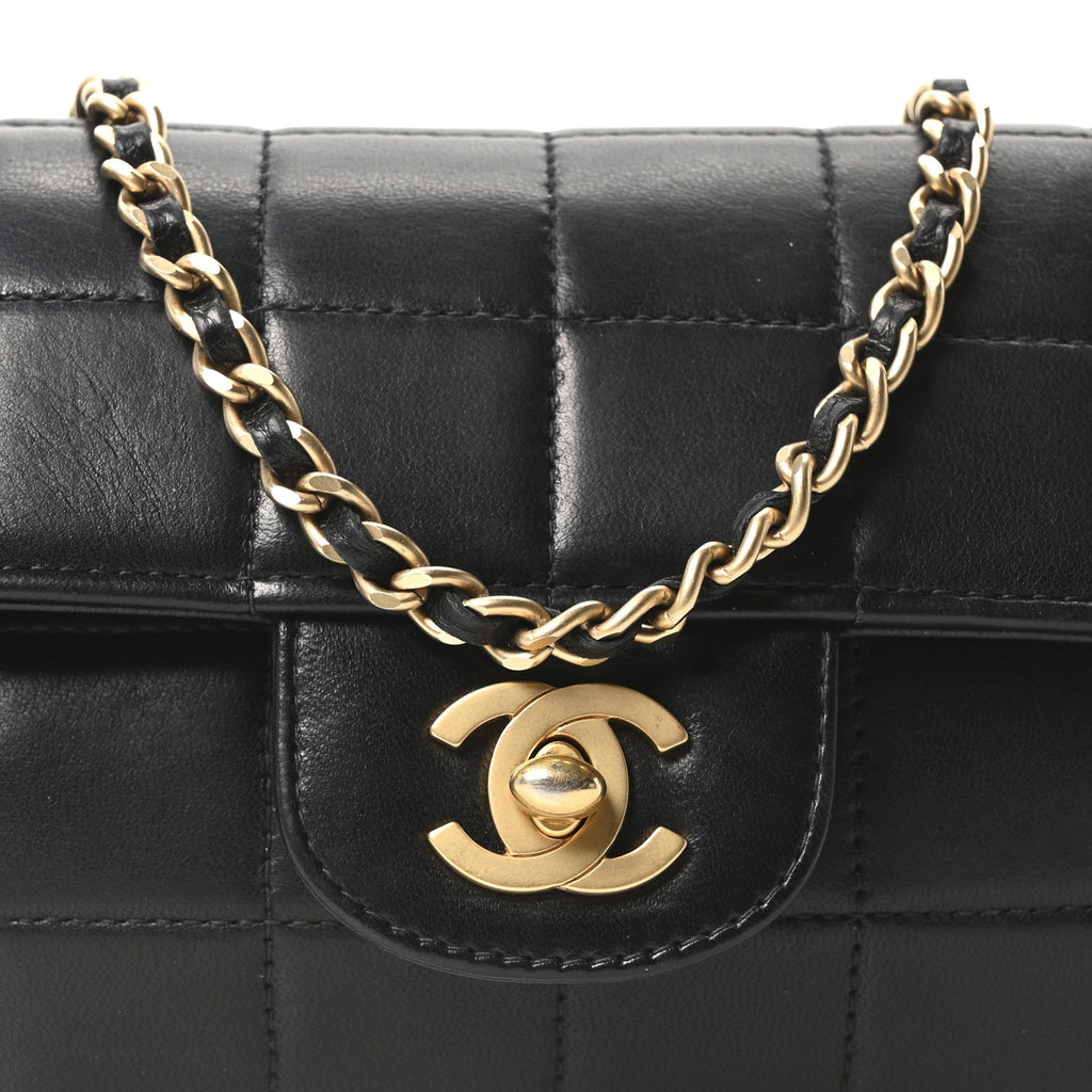 Chanel Lambskin East West Chocolate Bar Flap Black