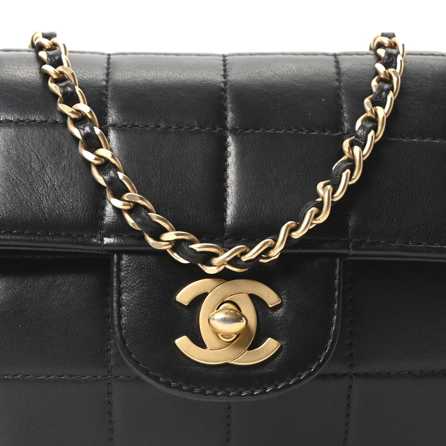 Chanel Lambskin East West Chocolate Bar Flap Black
