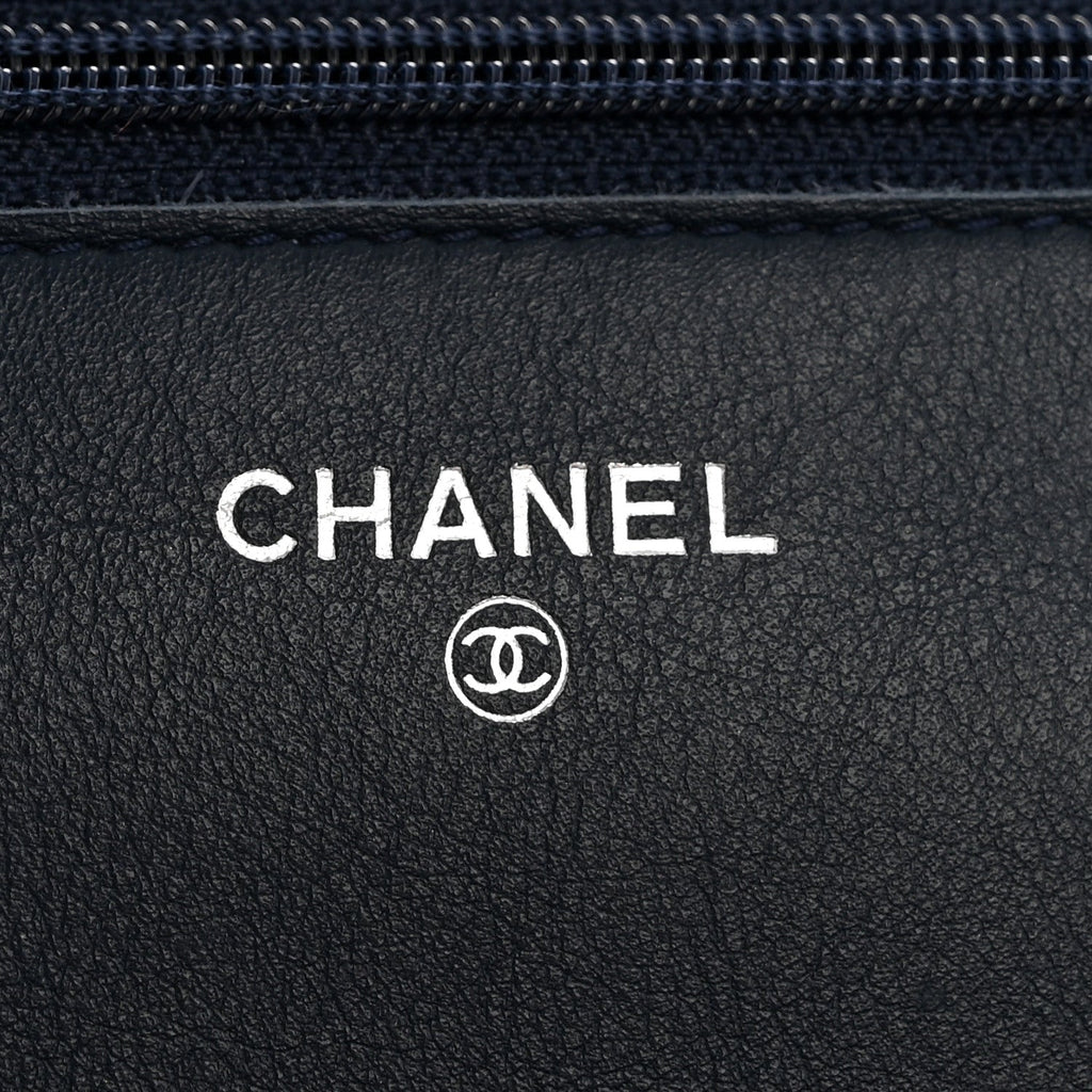 Chanel Caviar Timeless CC Wallet on Chain WOC Navy Blue