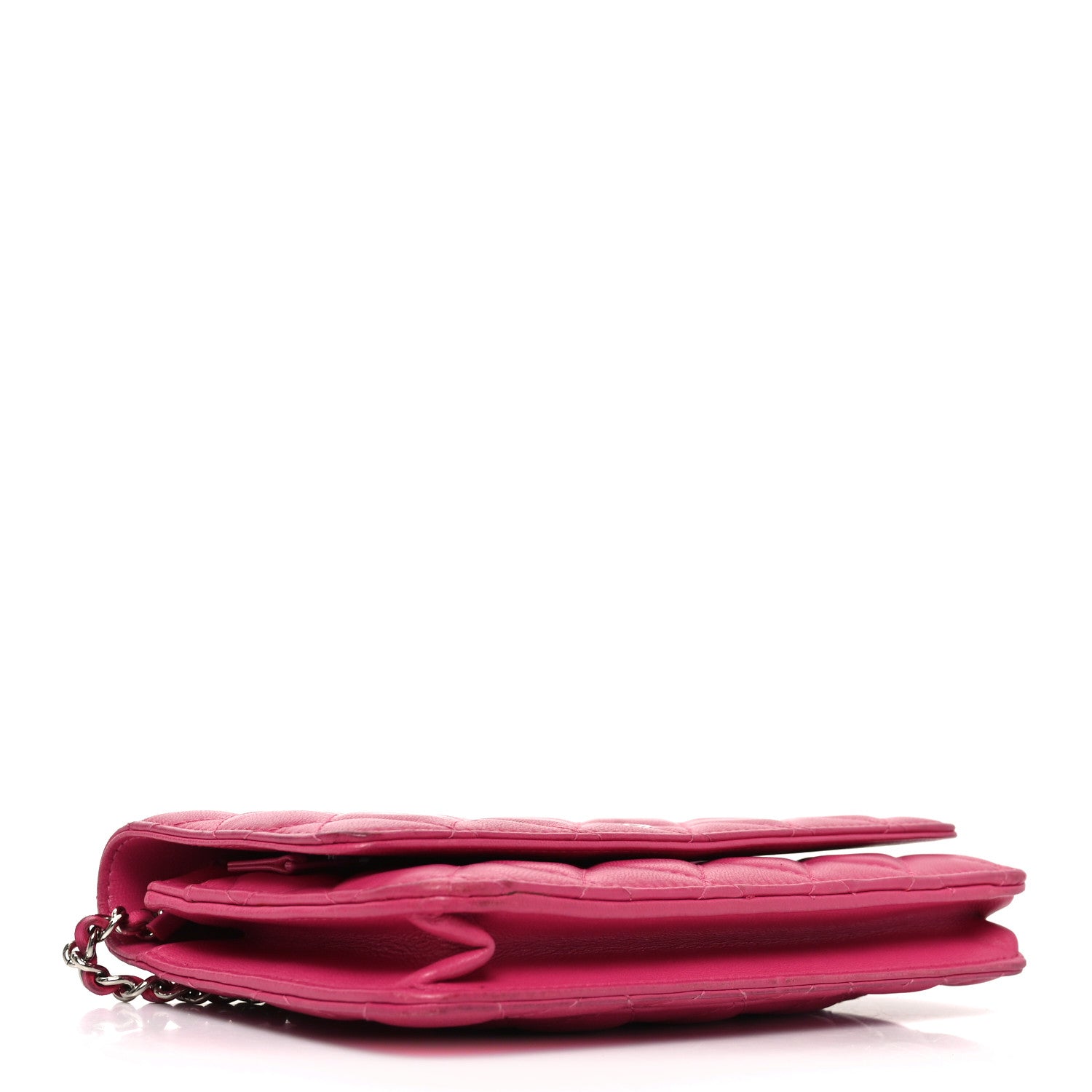 Chanel Lambskin Quilted Wallet On Chain WOC Dark Pink