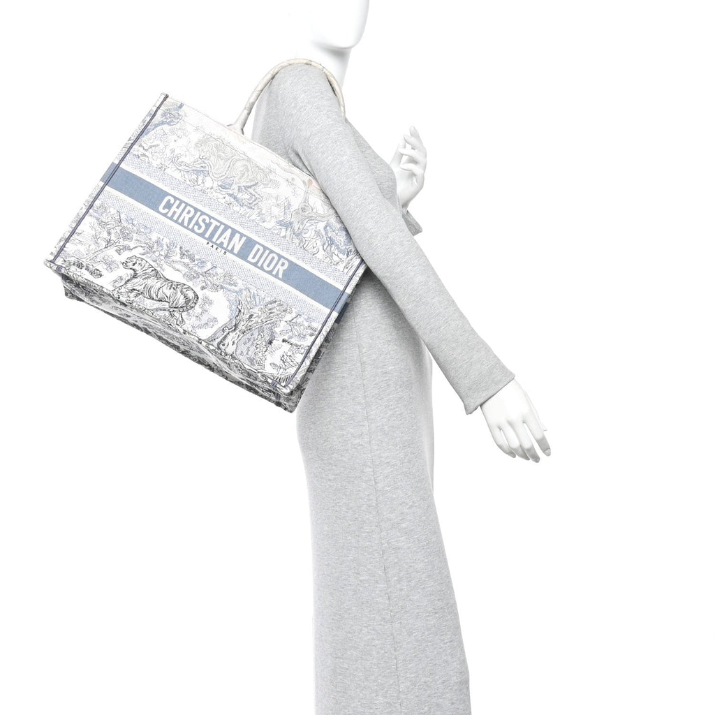 Christian Dior Gradient Canvas Embroidered Large Dioriviera Toile De Jouy Book Tote Blue