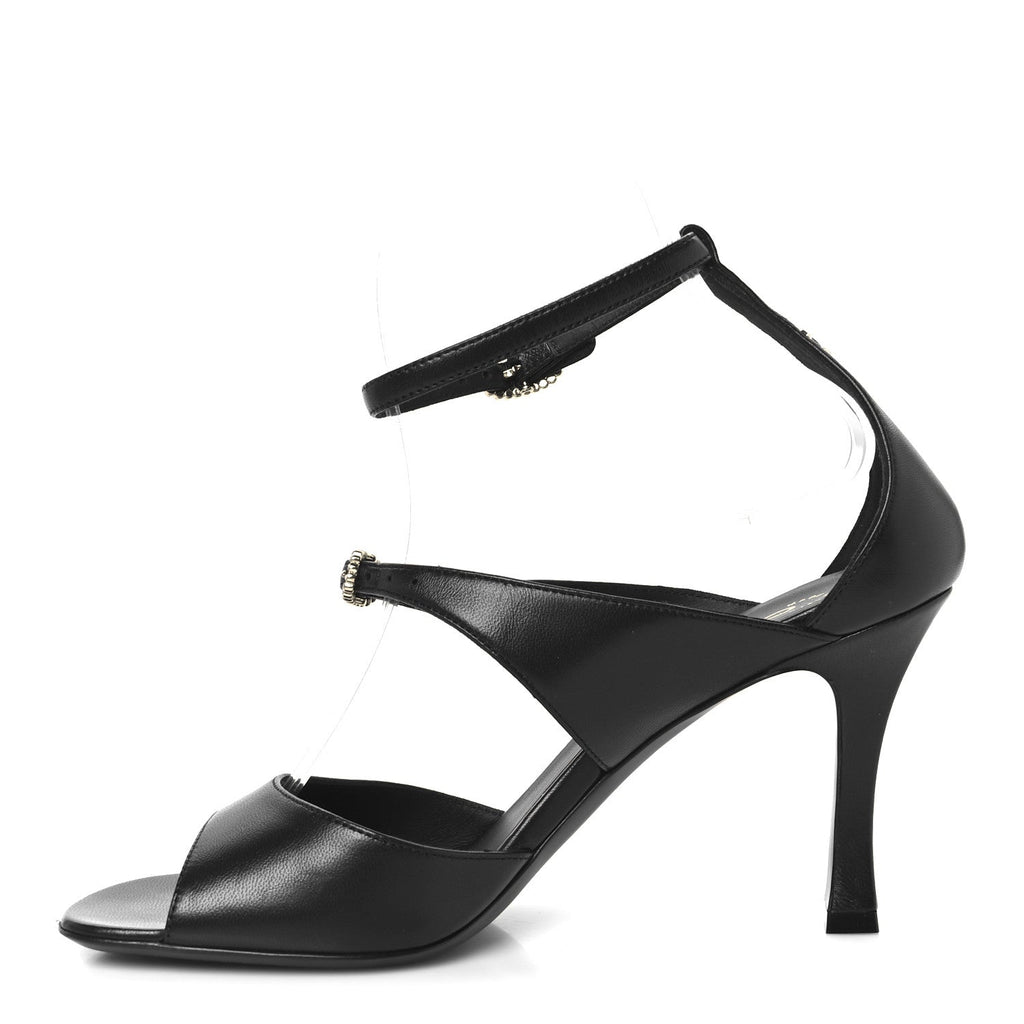 Lambskin CC Strappy Sandal 37 Black