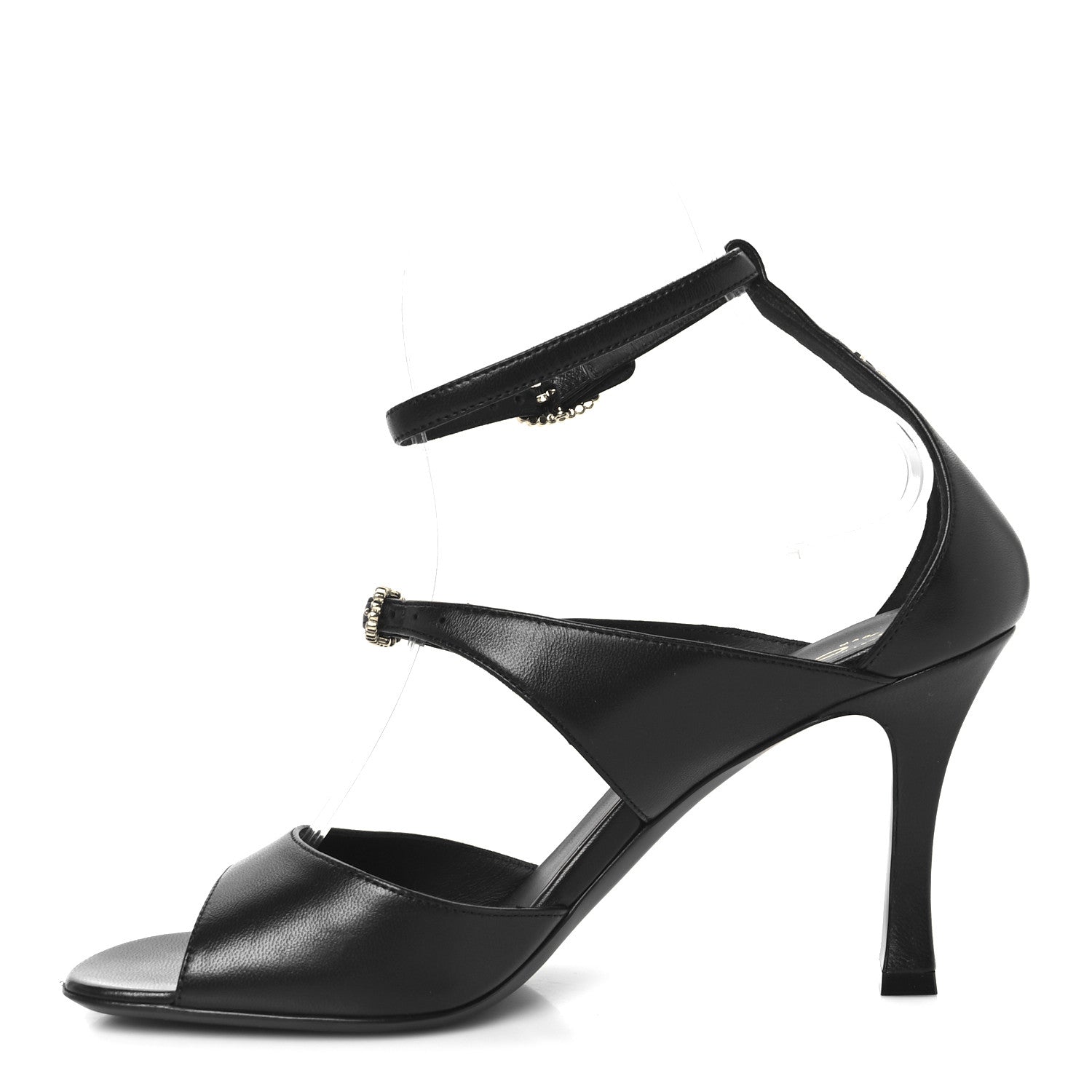 Lambskin CC Strappy Sandal 37 Black