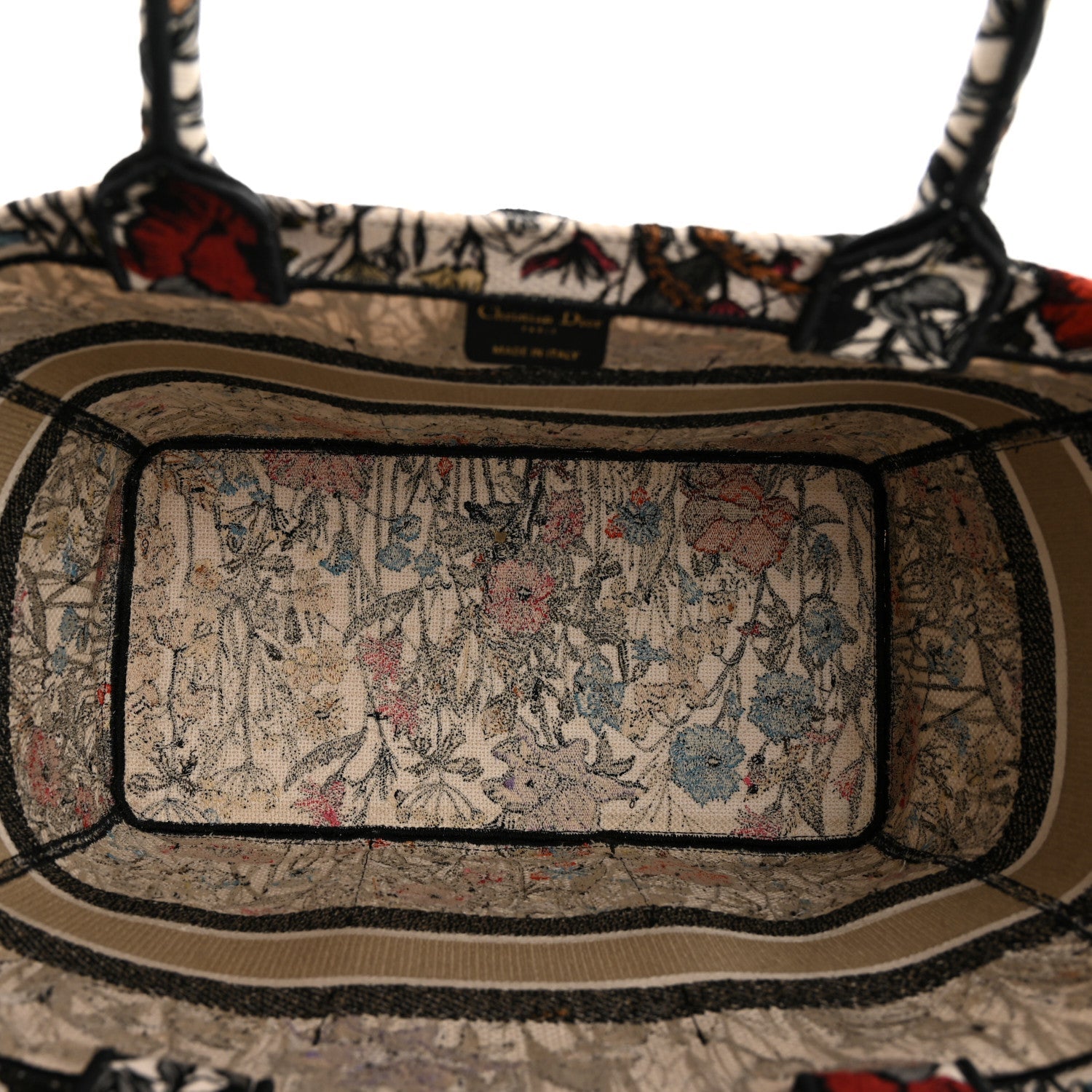 Christian Dior Canvas Embroidered Mille Fleurs Catherine Tote Multicolor