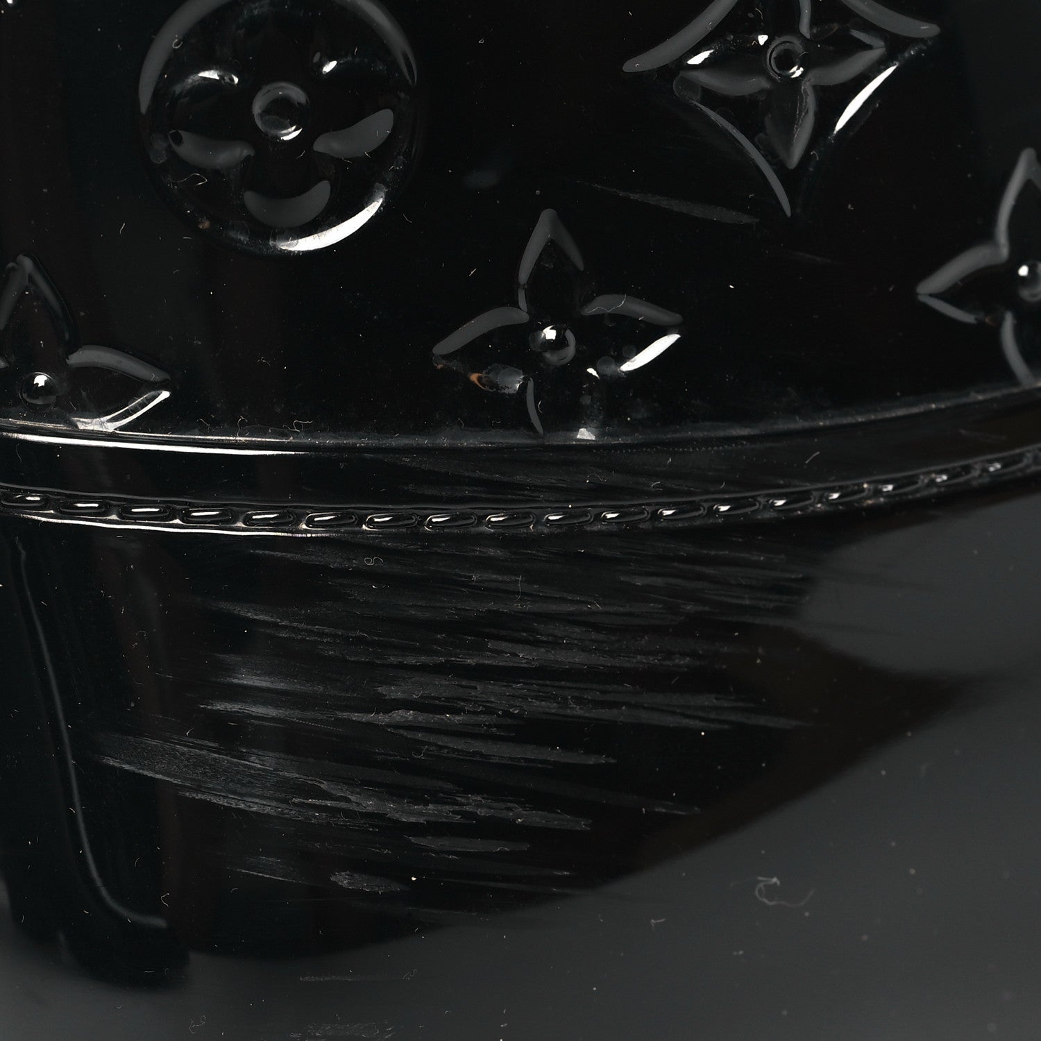 Louis Vuitton Rubber Embossed Monogram Drops Flat Half Boots 37 Black