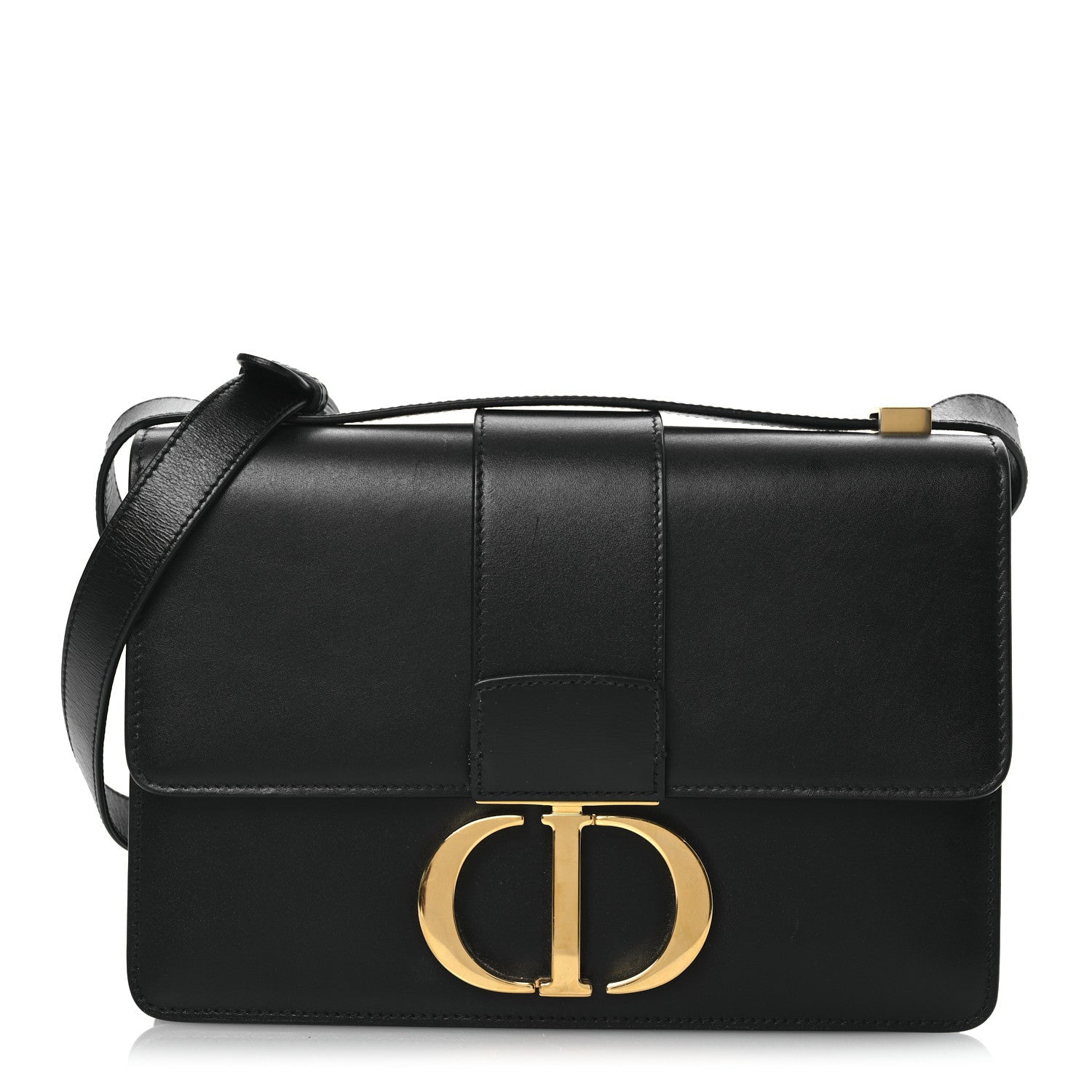 Christian Dior Box Calfskin 30 Montaigne Flap Bag Black