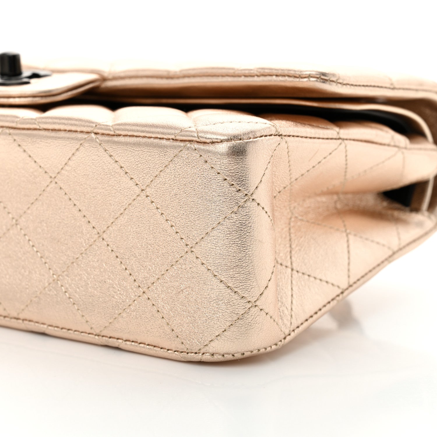Chanel Metallic Lambskin Quilted Medium Double Flap Gold Black