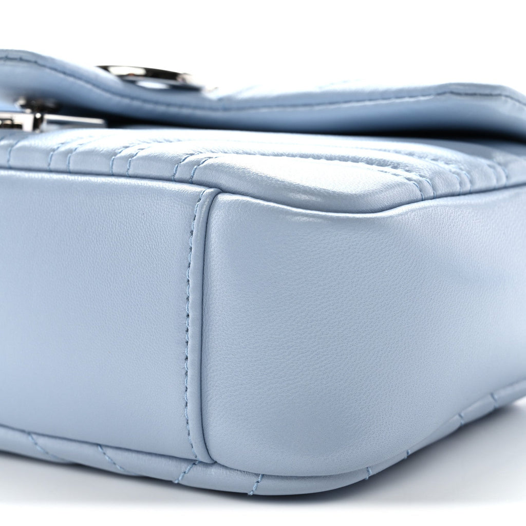 Gucci Lambskin Matelasse Small GG Marmont Shoulder Bag Porcelain Light Blue