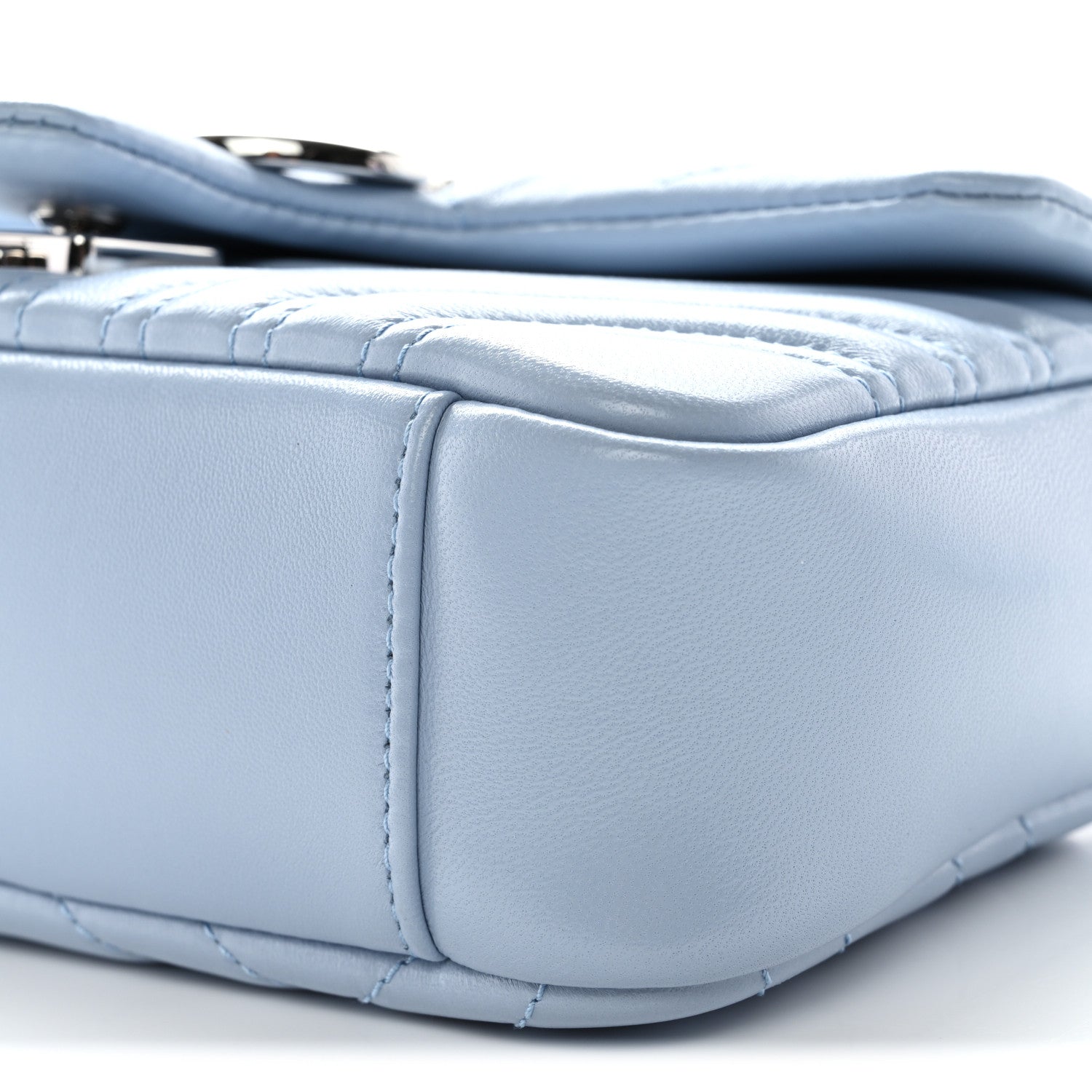 Gucci Lambskin Matelasse Small GG Marmont Shoulder Bag Porcelain Light Blue
