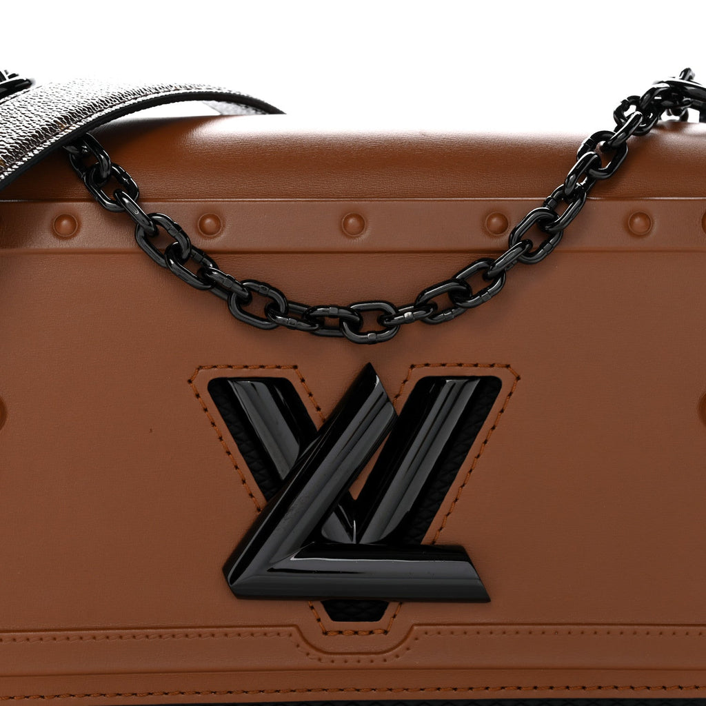 Louis Vuitton Calfskin Trompe L'oeil Twist Shoulder Bag MM Black Brown