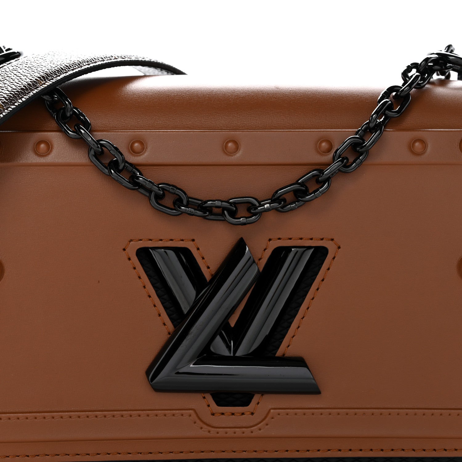 Louis Vuitton Calfskin Trompe L'oeil Twist Shoulder Bag MM Black Brown