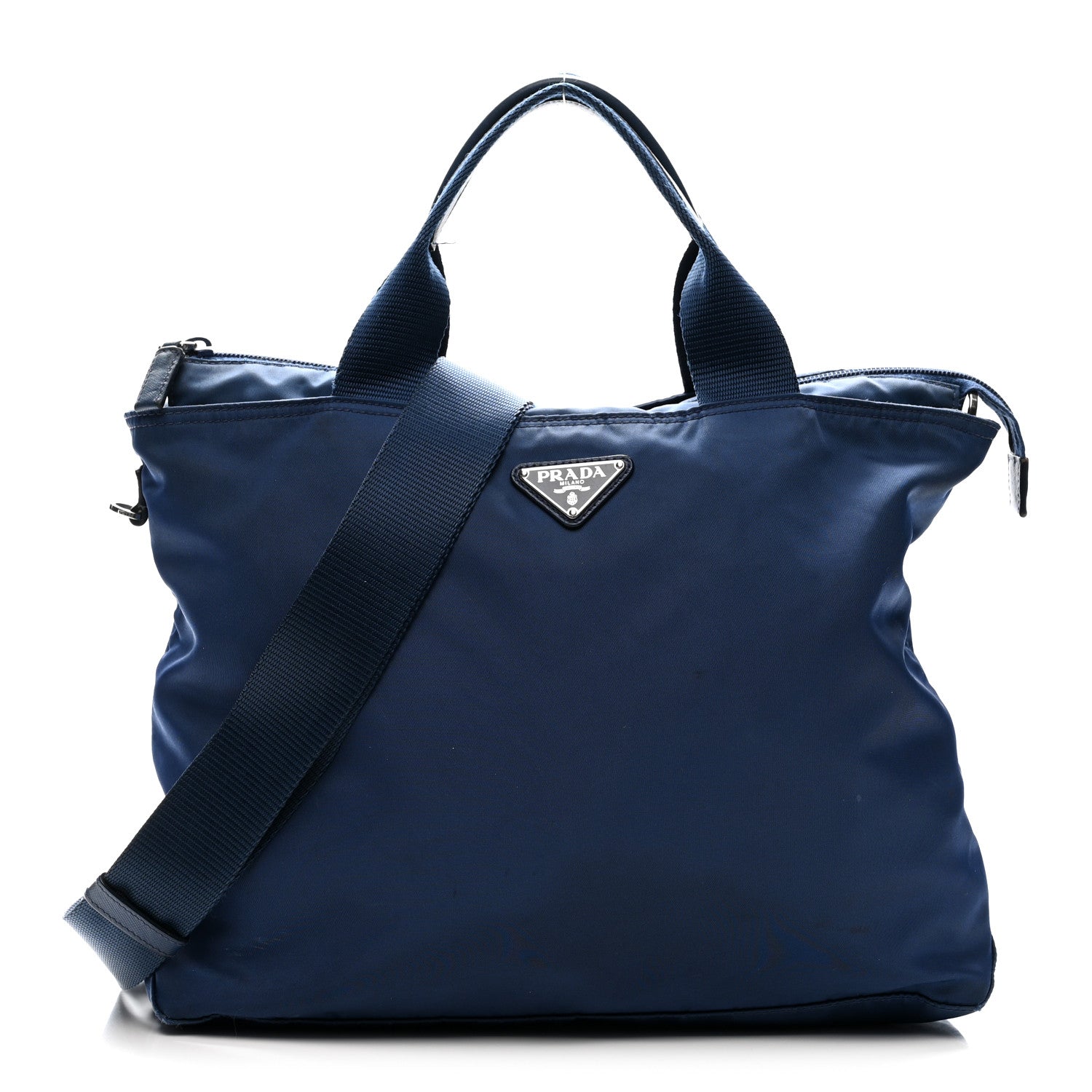 Prada Tessuto Nylon Saffiano Tote Cobalto