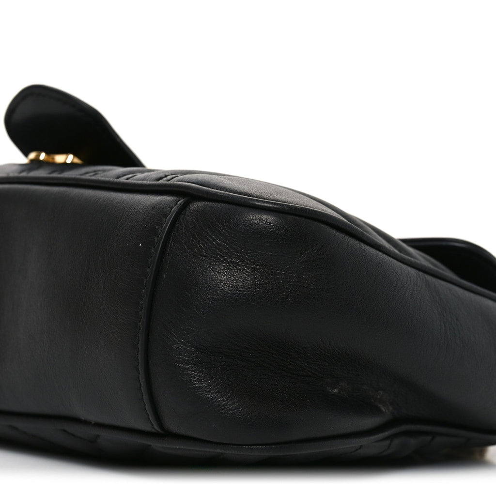 Gucci Calfskin Matelasse Small GG Marmont Shoulder Bag Black