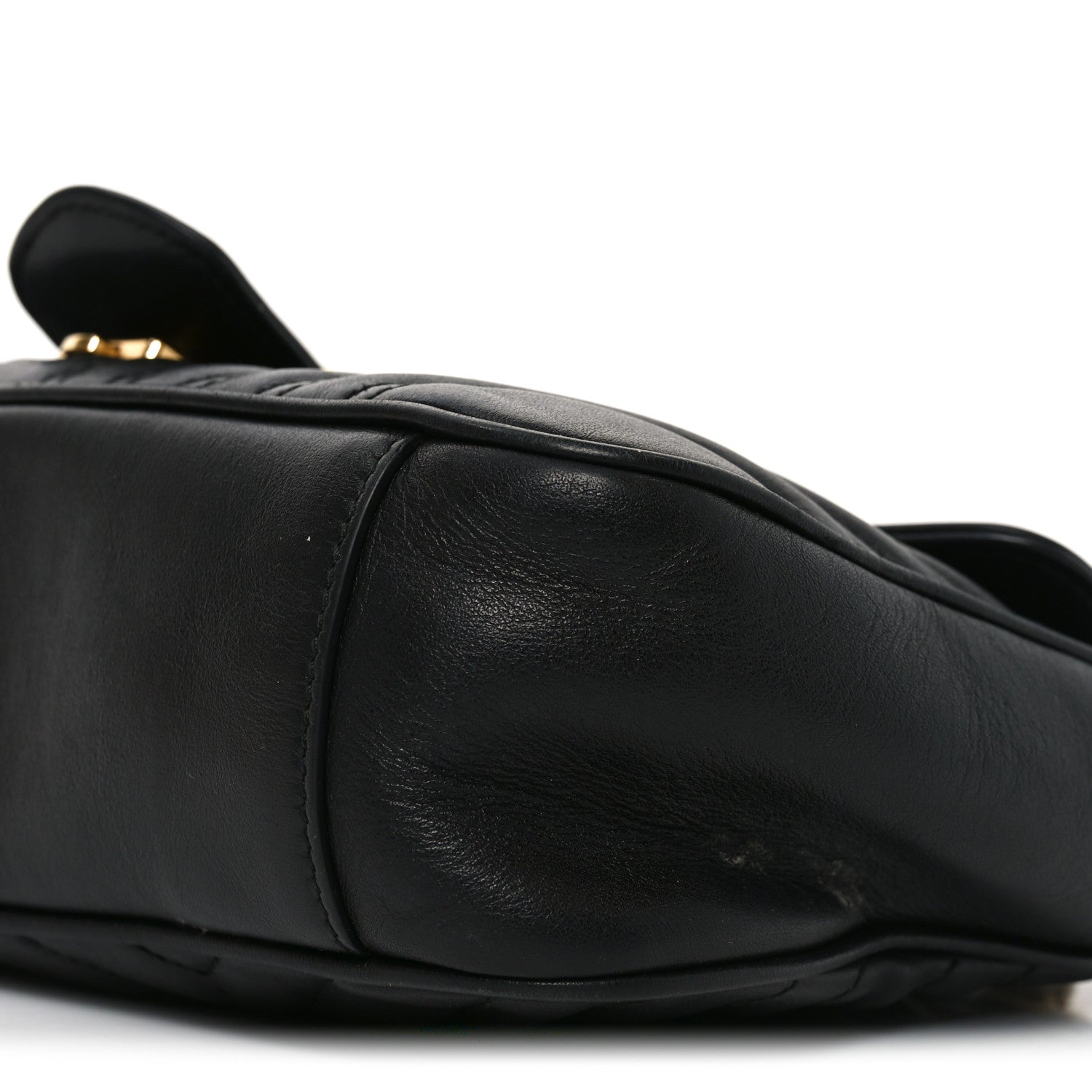 Gucci Calfskin Matelasse Small GG Marmont Shoulder Bag Black