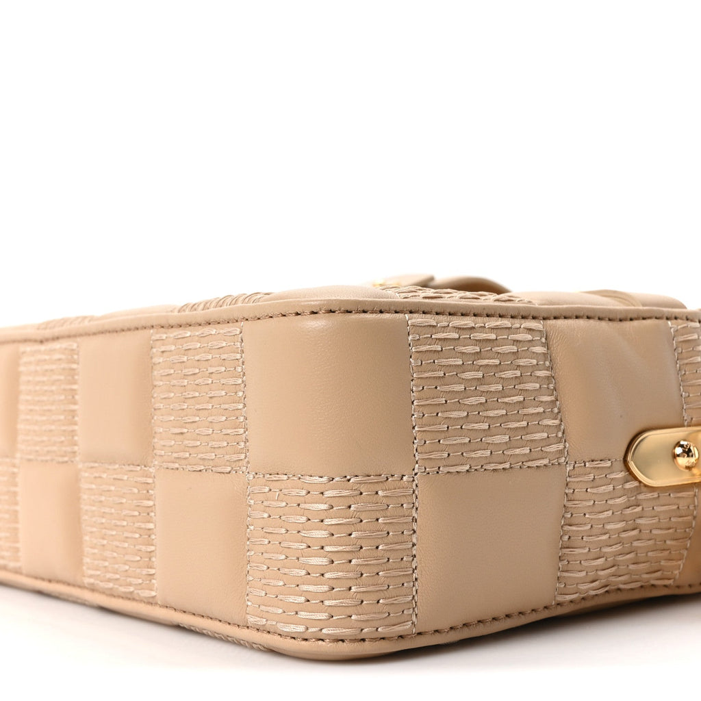 Louis Vuitton Lambskin Damier Quilt Troca MM Cashmere Beige