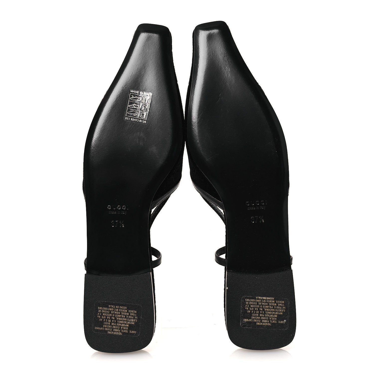 Gucci Velvet GG Monogram Slingback Ballet Flats 37.5 Black
