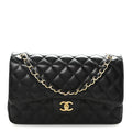 Chanel Lambskin Quilted Jumbo Double Flap  Black