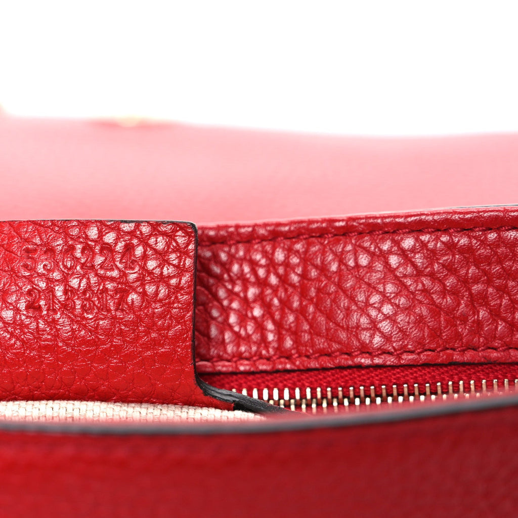 Gucci Pebbled Calfskin Medium Soho Flap Crossbody Vibrant Red