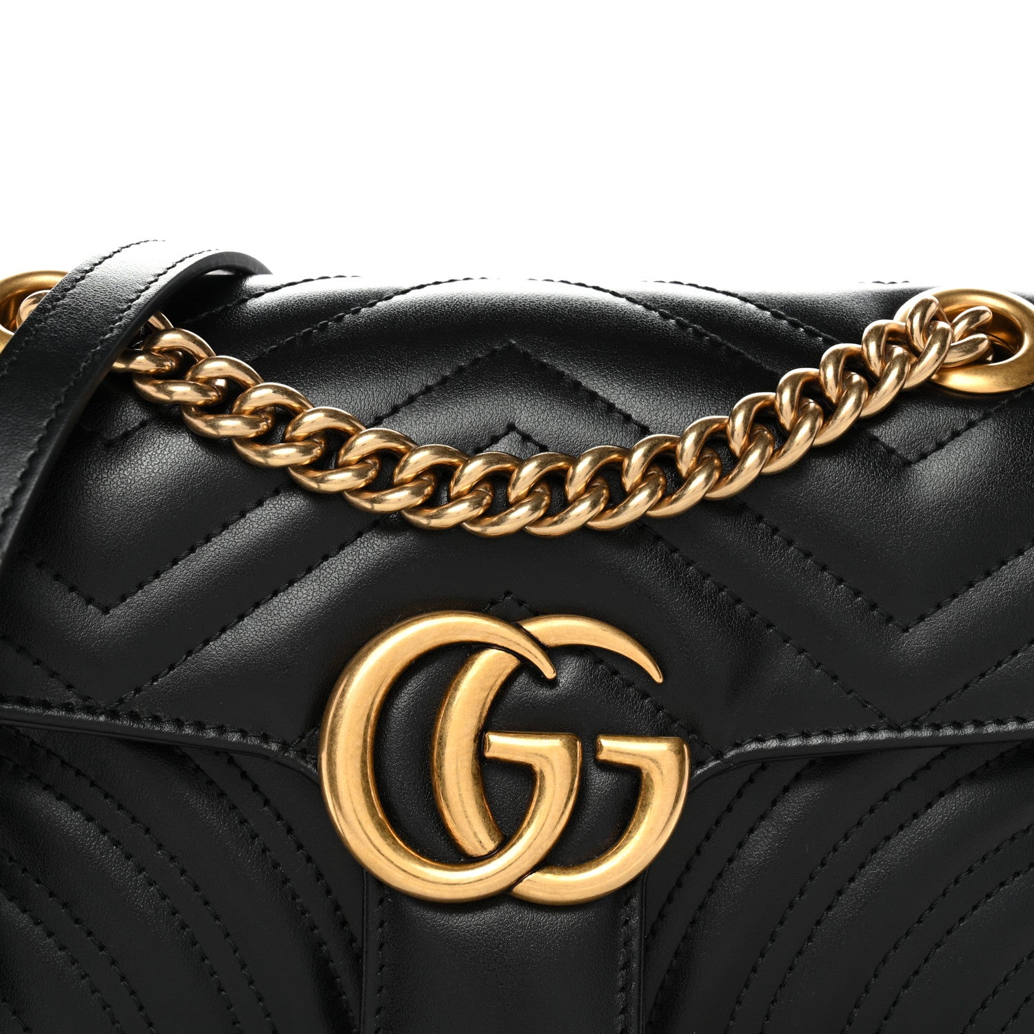 Gucci Calfskin Matelasse Mini GG Marmont Shoulder Bag Black