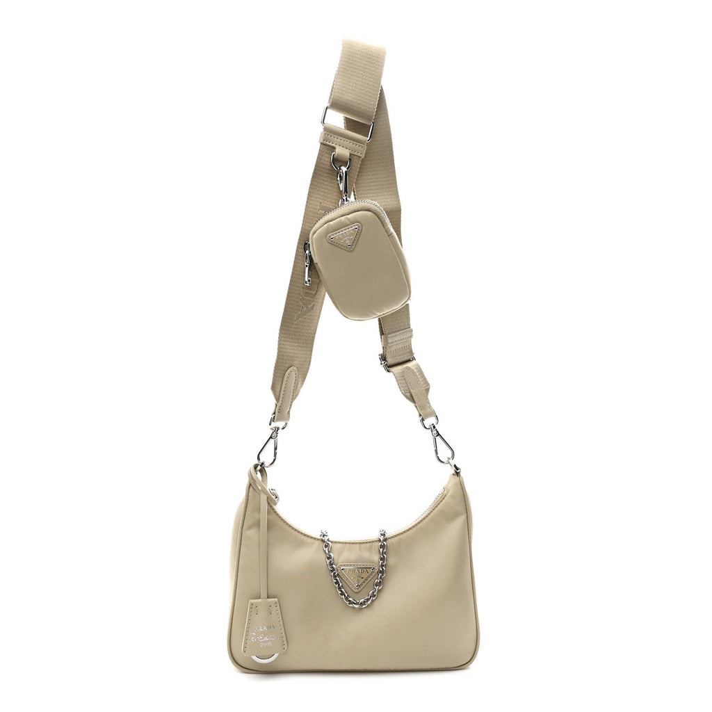 Prada Nylon Re-Edition 2005 Shoulder Bag Cammeo