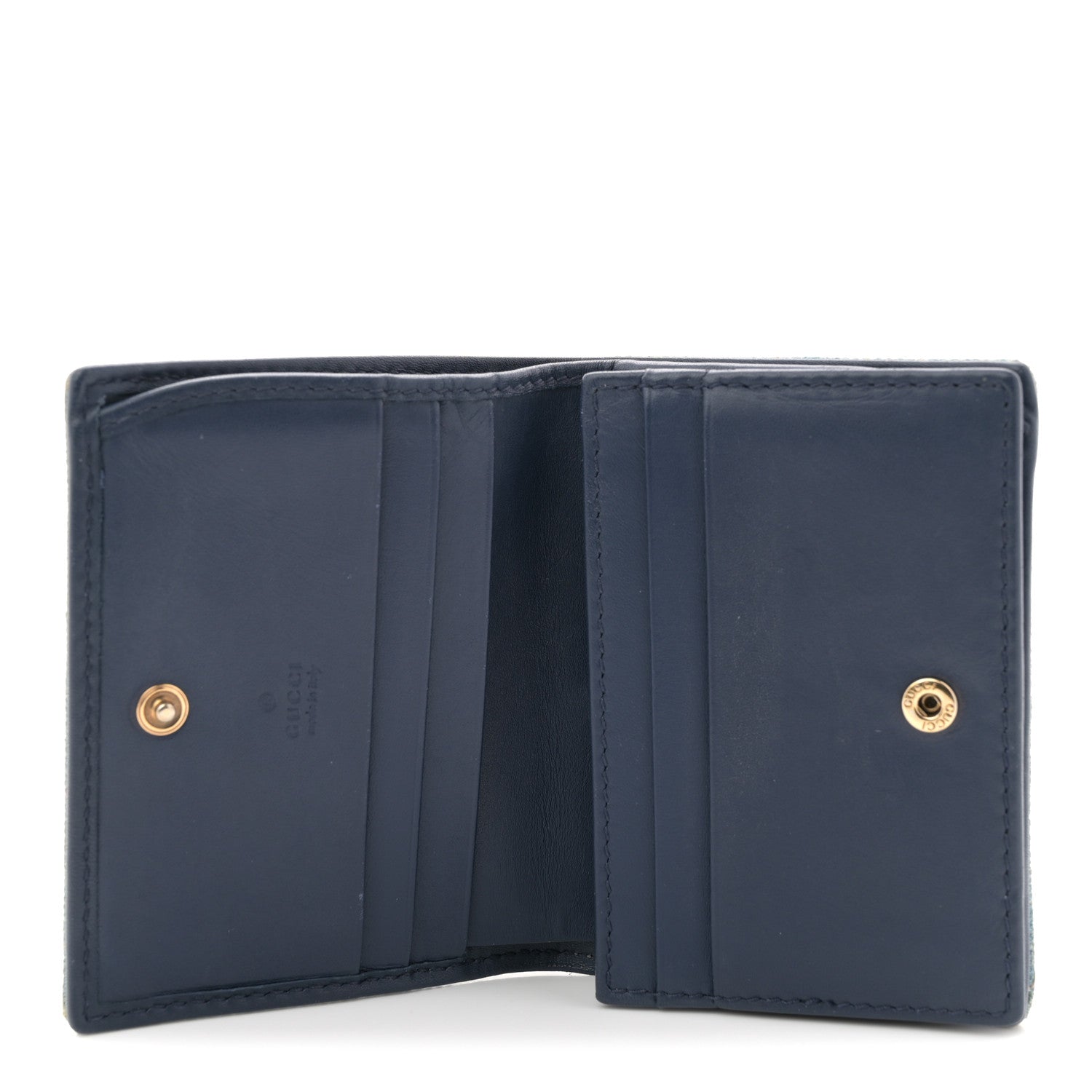Gucci Denim Matelasse Pearly GG Marmont Card Case Wallet Blue