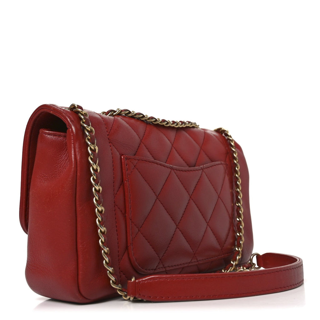 Chanel Lambskin Quilted Small Single Flap Red