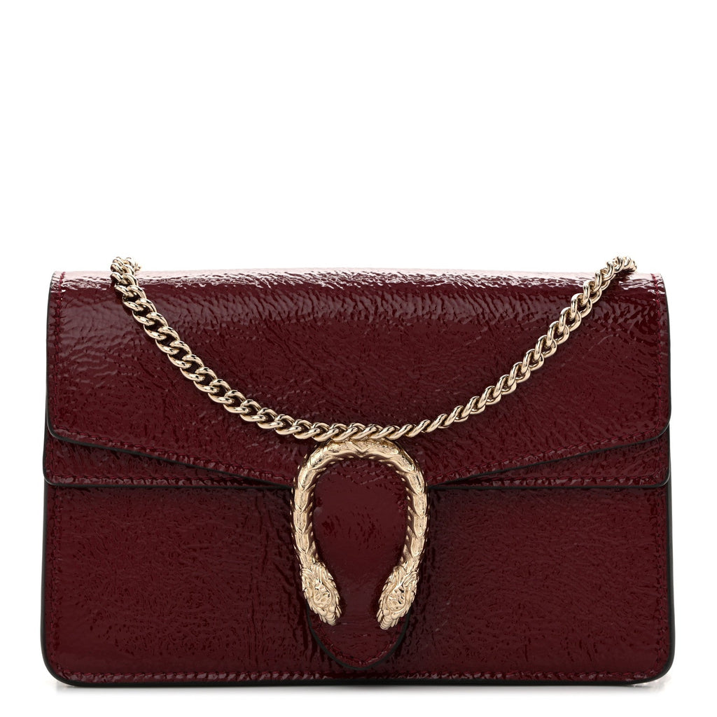 Gucci Crinkled Patent Mini Dionysus Shoulder Bag Rosso Ancora Red