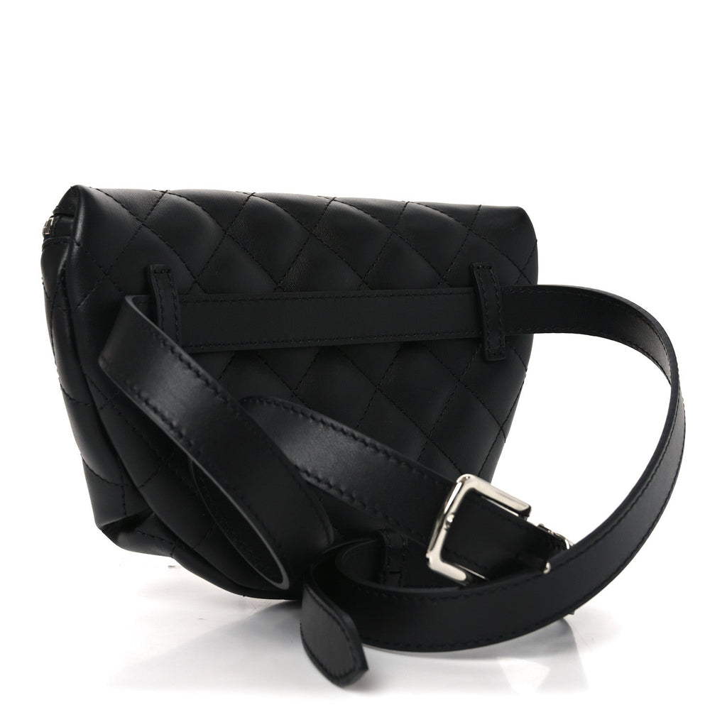 Chanel Calfskin Quilted Uniform Waist Belt Bag Black
