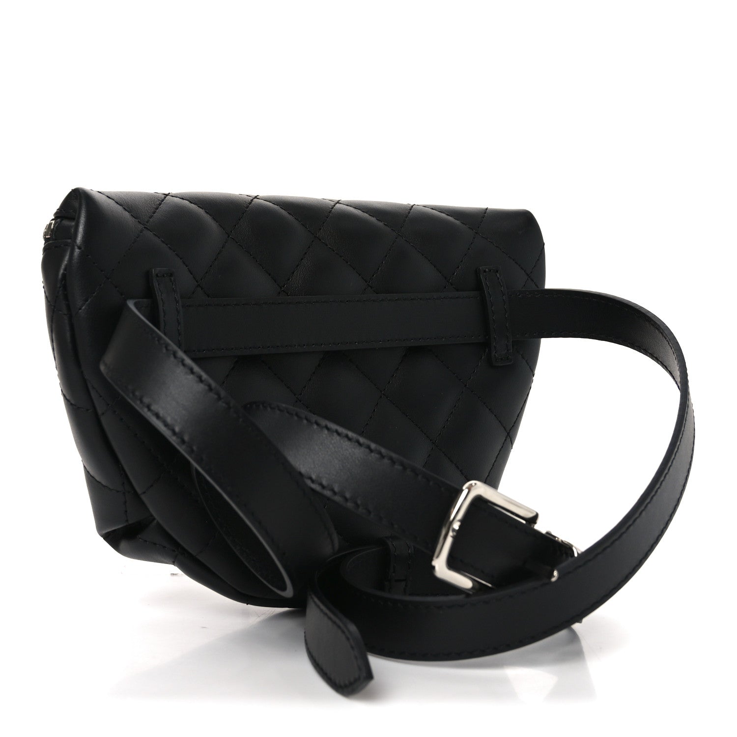 Chanel Calfskin Quilted Uniform Waist Belt Bag Black