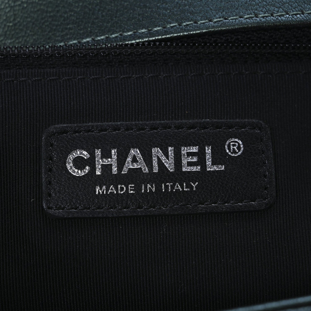 Chanel Iridescent Goatskin Quilted New Medium Boy Flap Green