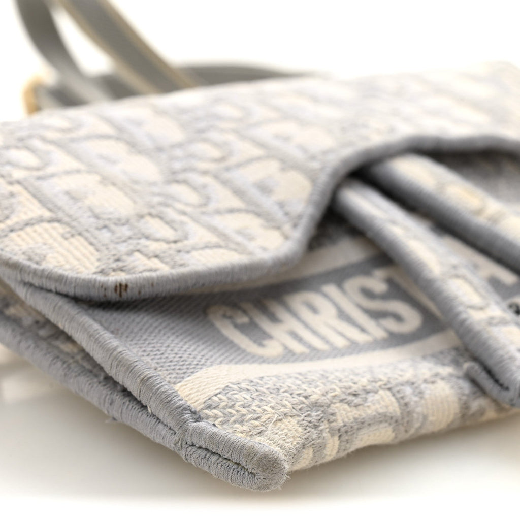 Christian Dior Oblique Slim Saddle Pouch Grey