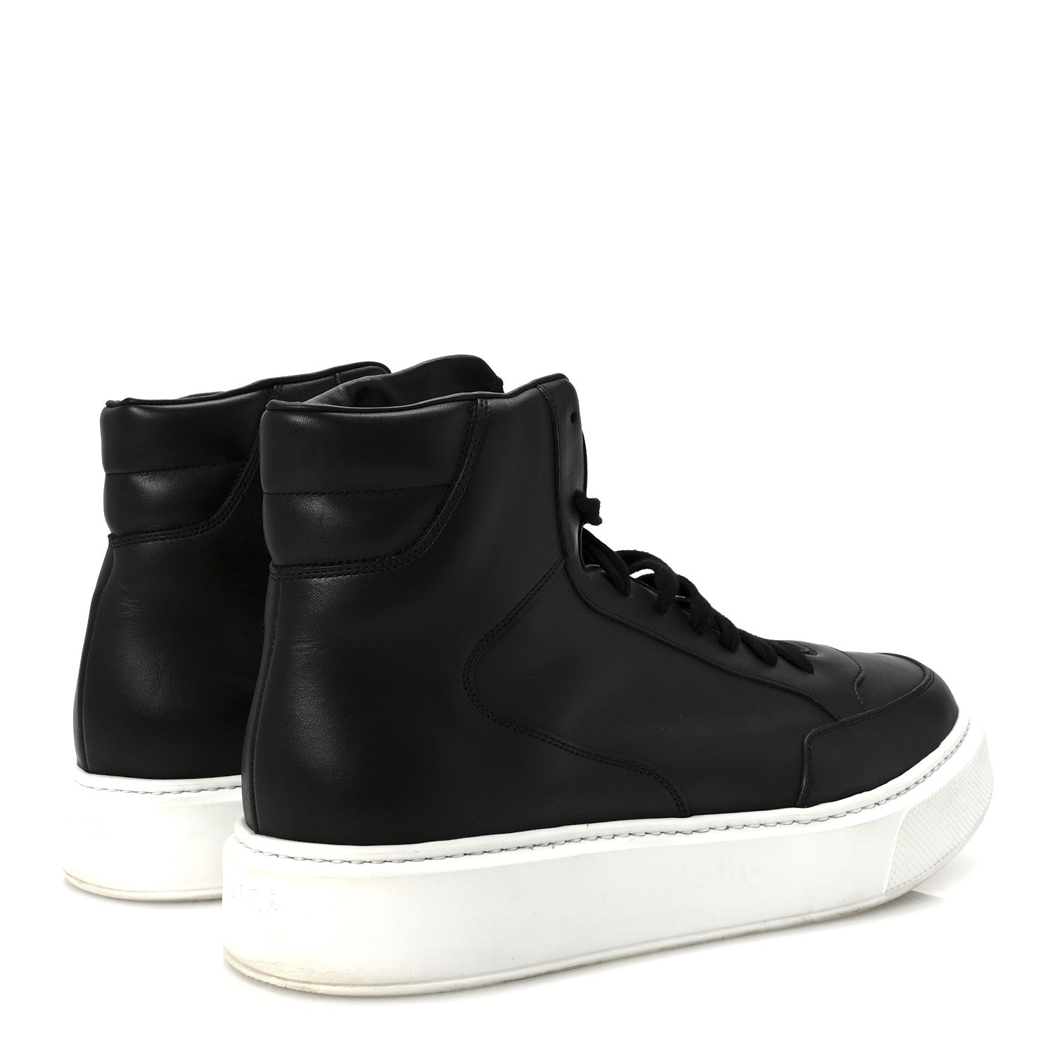 Prada Vitello Soft Uomo Mens High Top Sneakers 12 Black