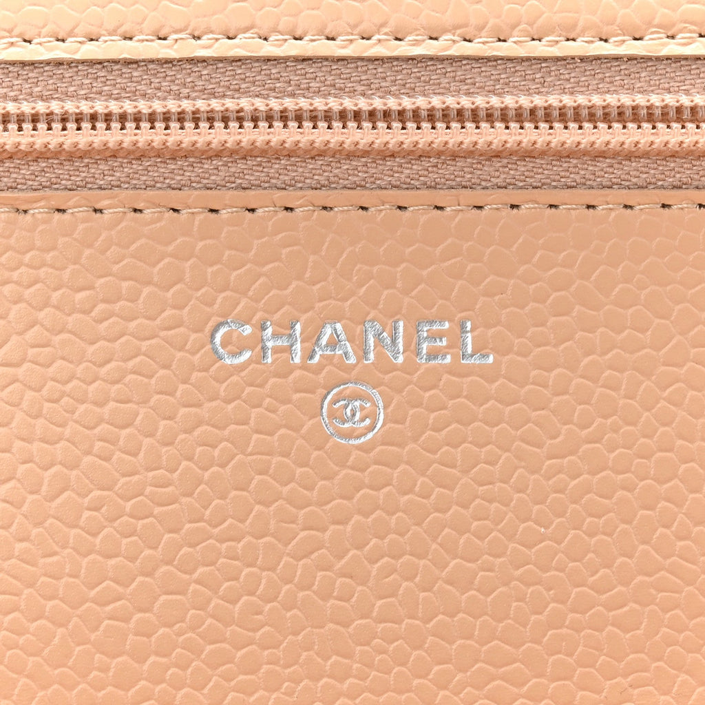 Chanel Caviar Quilted Wallet on Chain WOC Beige