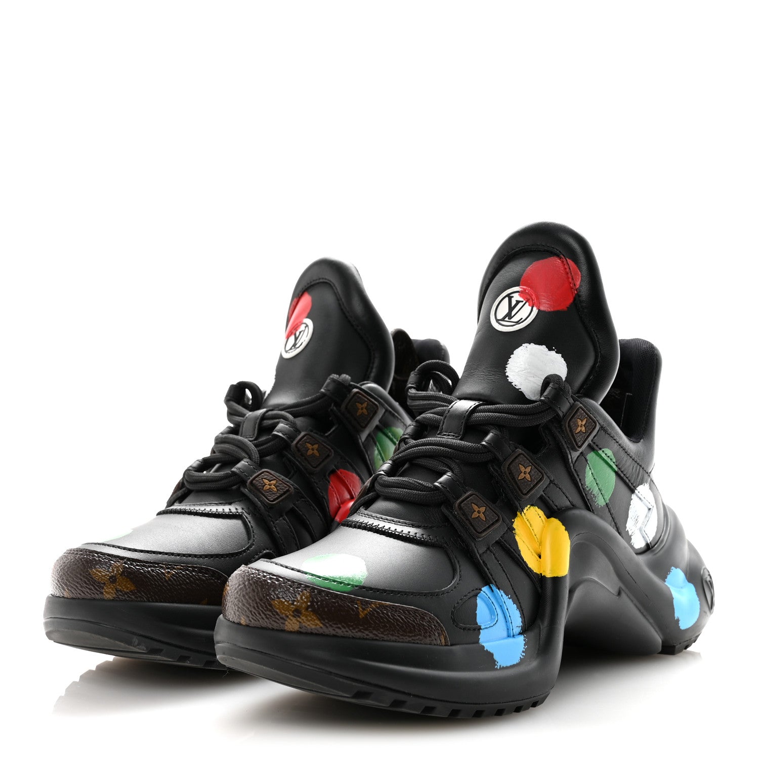 Louis Vuitton X YK Calfskin Patent Monogram Archlight Sneakers 37 Black
