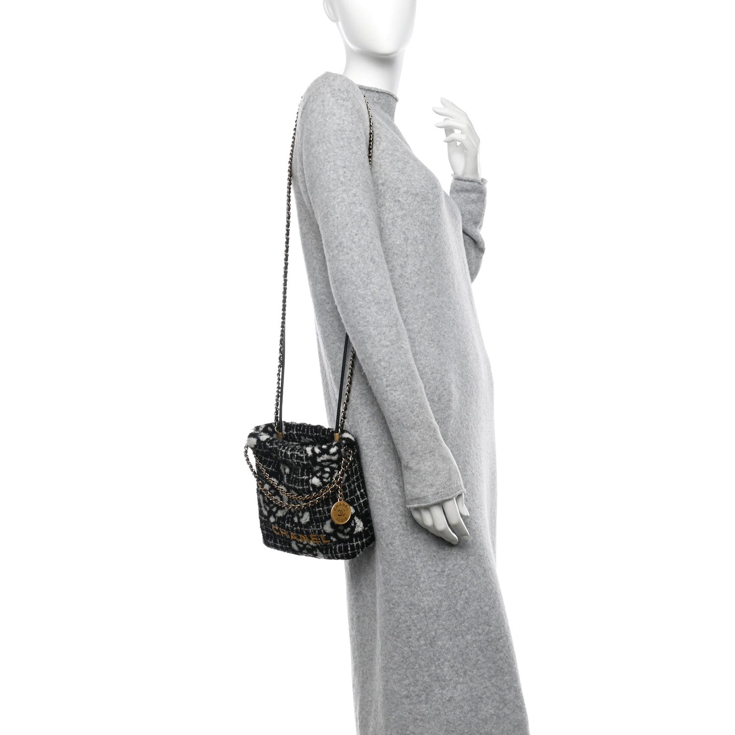 Chanel Cashmere Mini Chanel 22 Black White