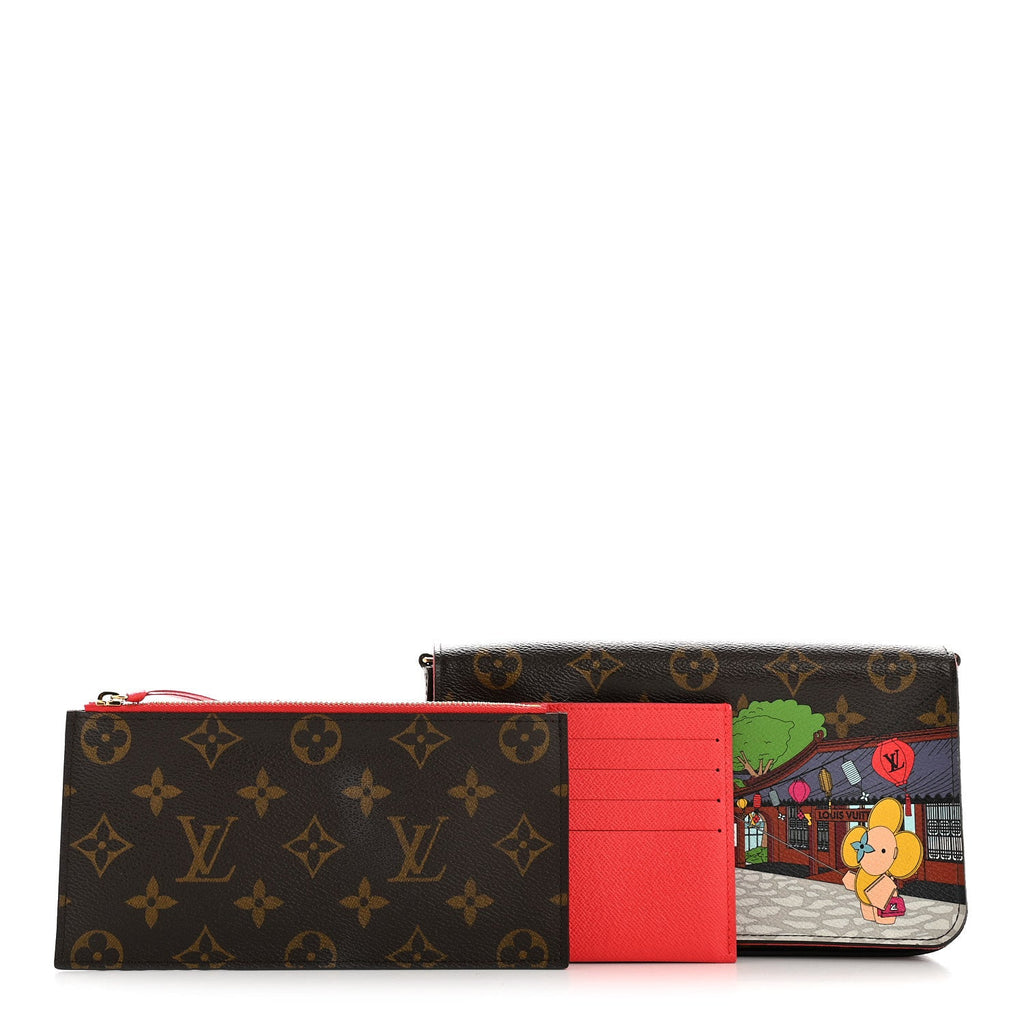 Louis Vuitton Monogram 2022 Christmas Animation China Chengdu Pochette Felicie Chain Wallet Red