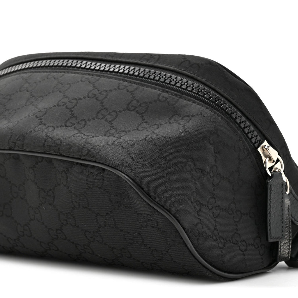 Gucci Nylon Monogram Fanny Pack Belt Bag Black