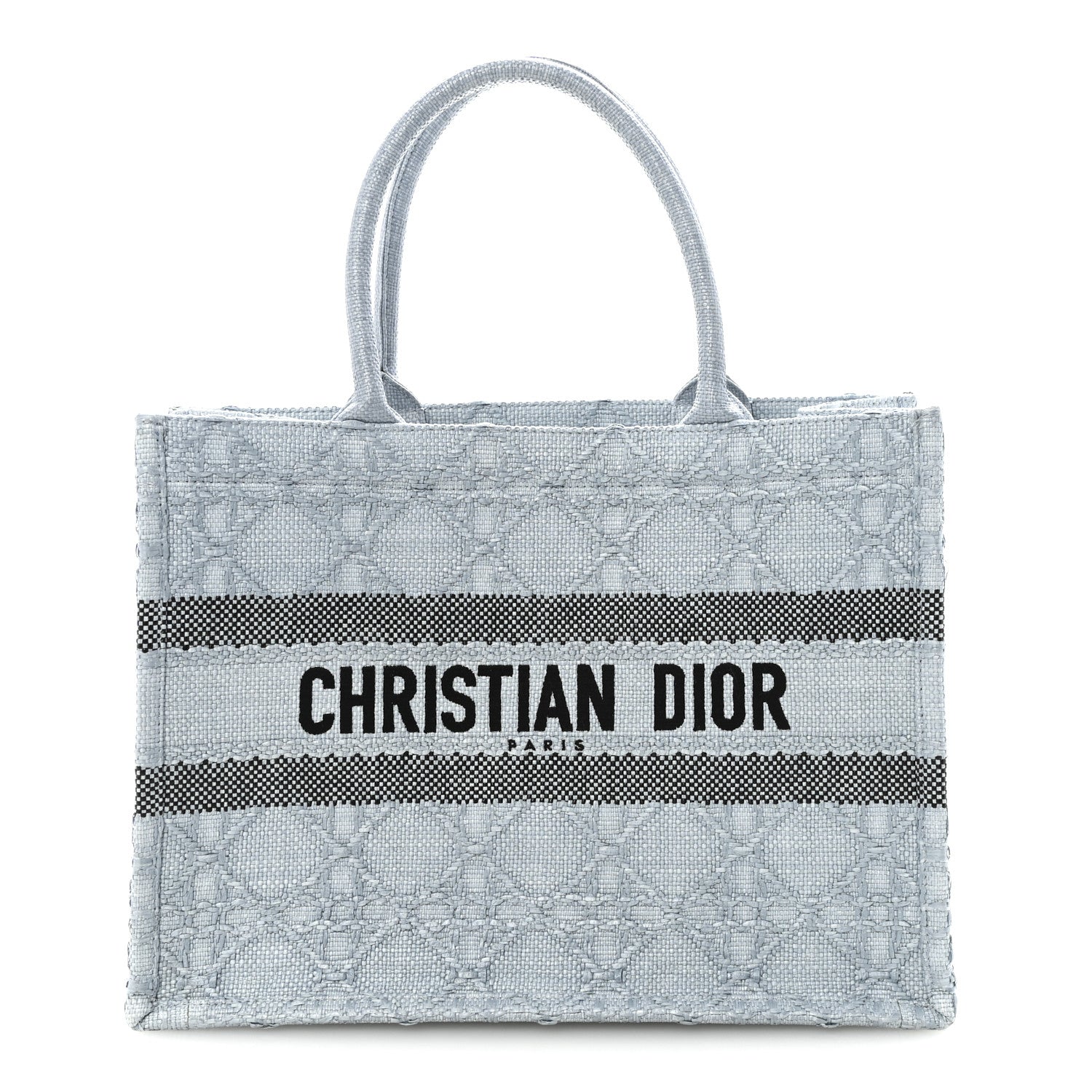 Christian Dior Raffia Cannage Medium Book Tote Blue